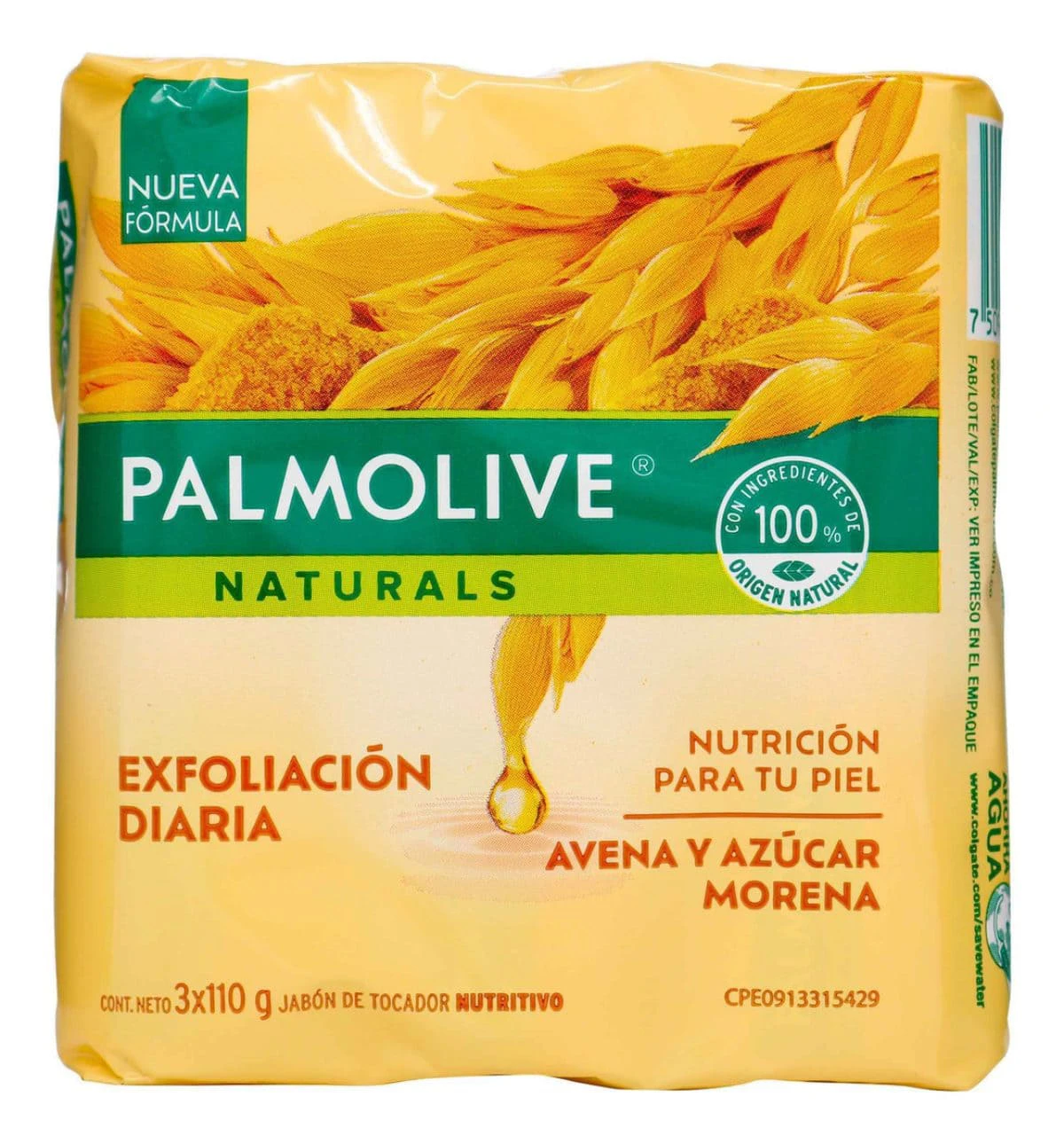 JABON BAÑO PALMOL AVENA Y AZUCAR MORENA 3 X 110 GR