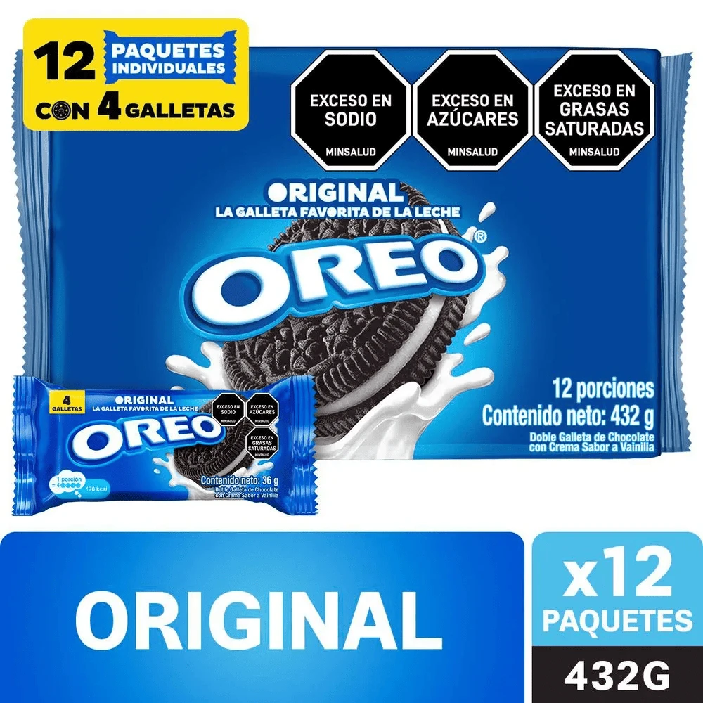 GALLETA OREO ORIGINAL X 432 GR X 12 UNDS