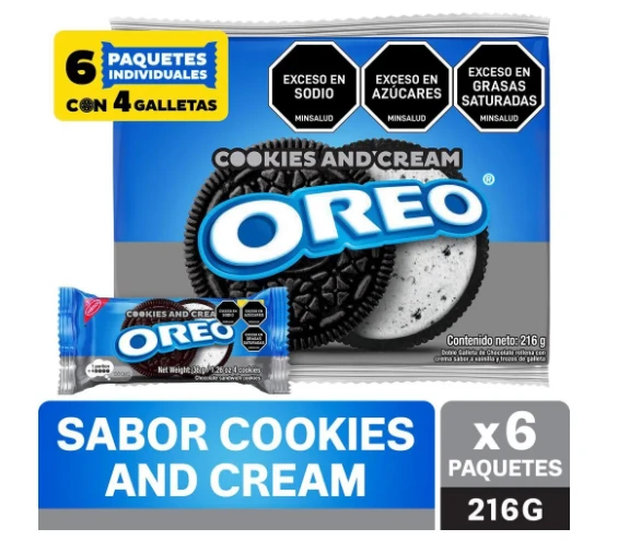 OREO COOKIES AND CREAM X 216 GR X 6 UNDS