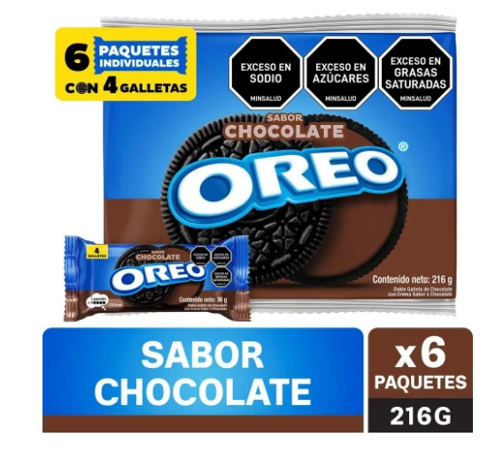 GALLETA OREO CHOCOLATE X 216 GR X 6 UNDS