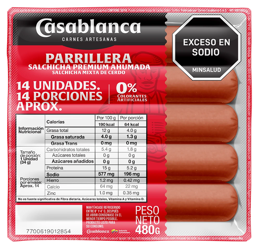 SALCHICHA CARNELLY PARRI X 480 GR