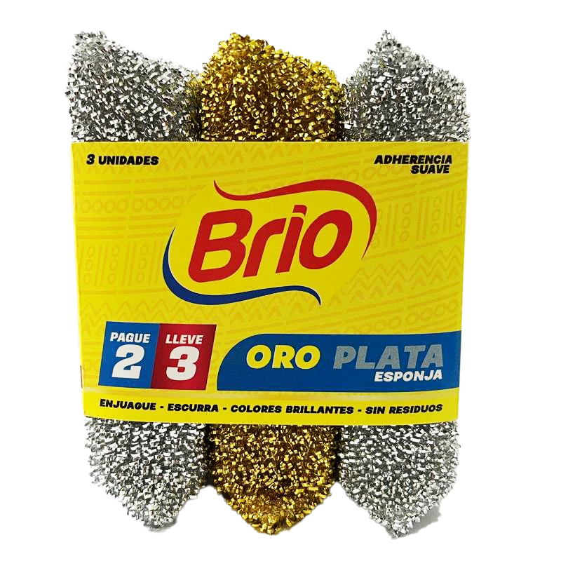 ESPONJA BRIO ORO PLATA X 3 UNDS