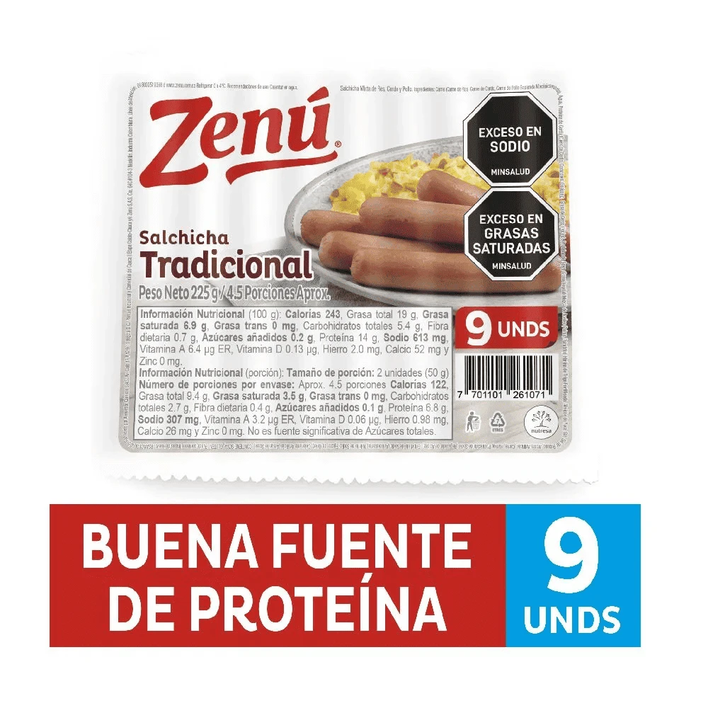 SALCHICHA ZENU TRADICIONAL X 225 GR