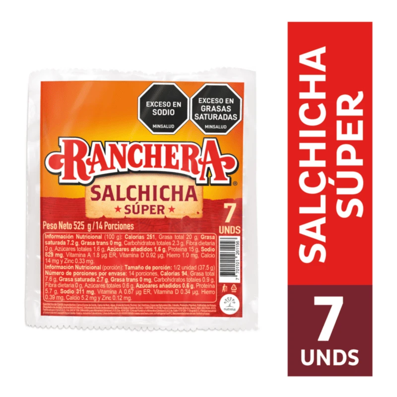 SALCHICHA ZENU RANCHERA SUPER X 525 GR