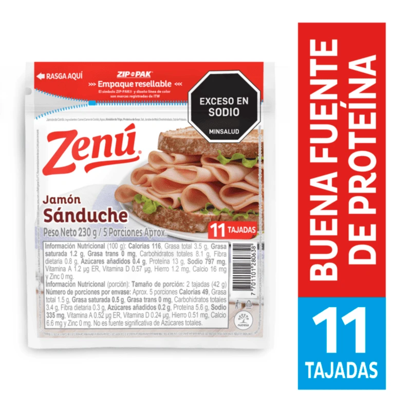 JAMON ZENU SANDUCHE X 230 GR