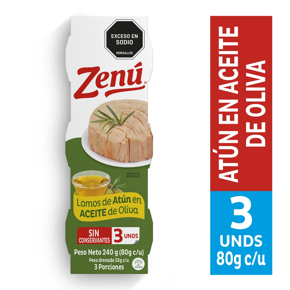 ATUN ZENU ACEITE OLIVA 80 X 3 UNDS