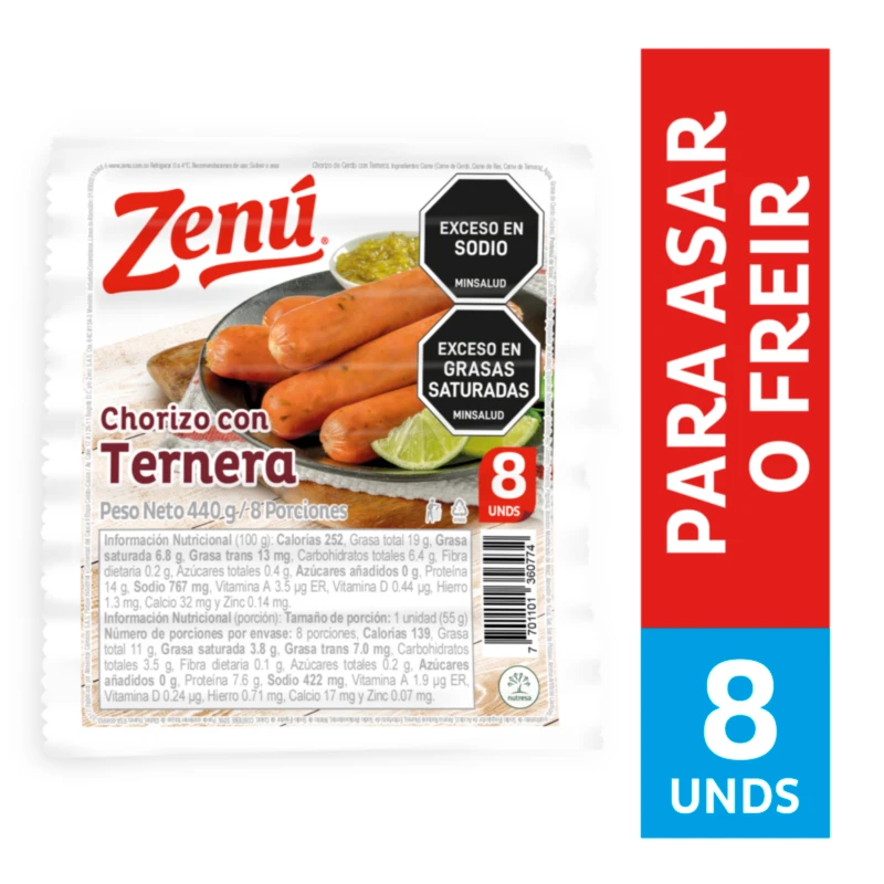 CHORIZO ZENU TERNERA X 440 GR