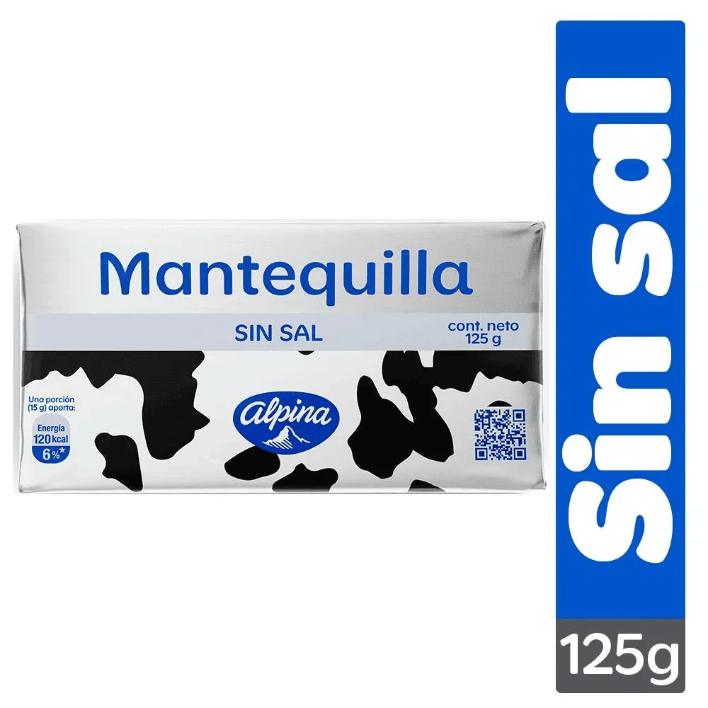 MANTEQUILLA ALPINA SIN SAL X 125 GR