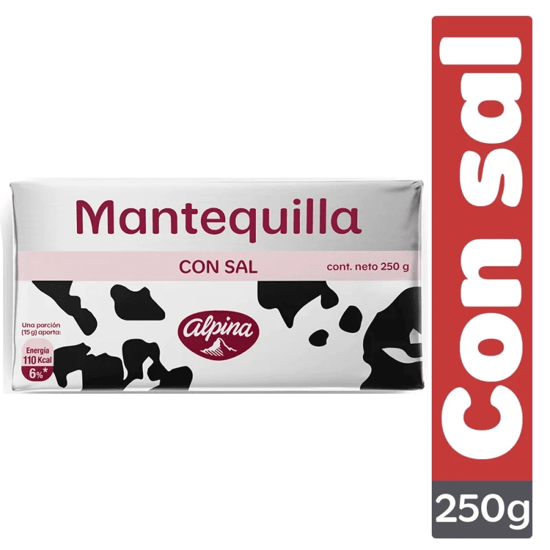 MANTEQUILLA ALPINA CON SAL X 250 GR