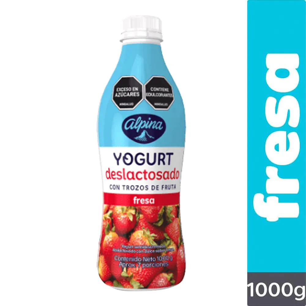 YOGUR ALPINA DESLACTOSADA FRESA BOTELLA X 1000 ML