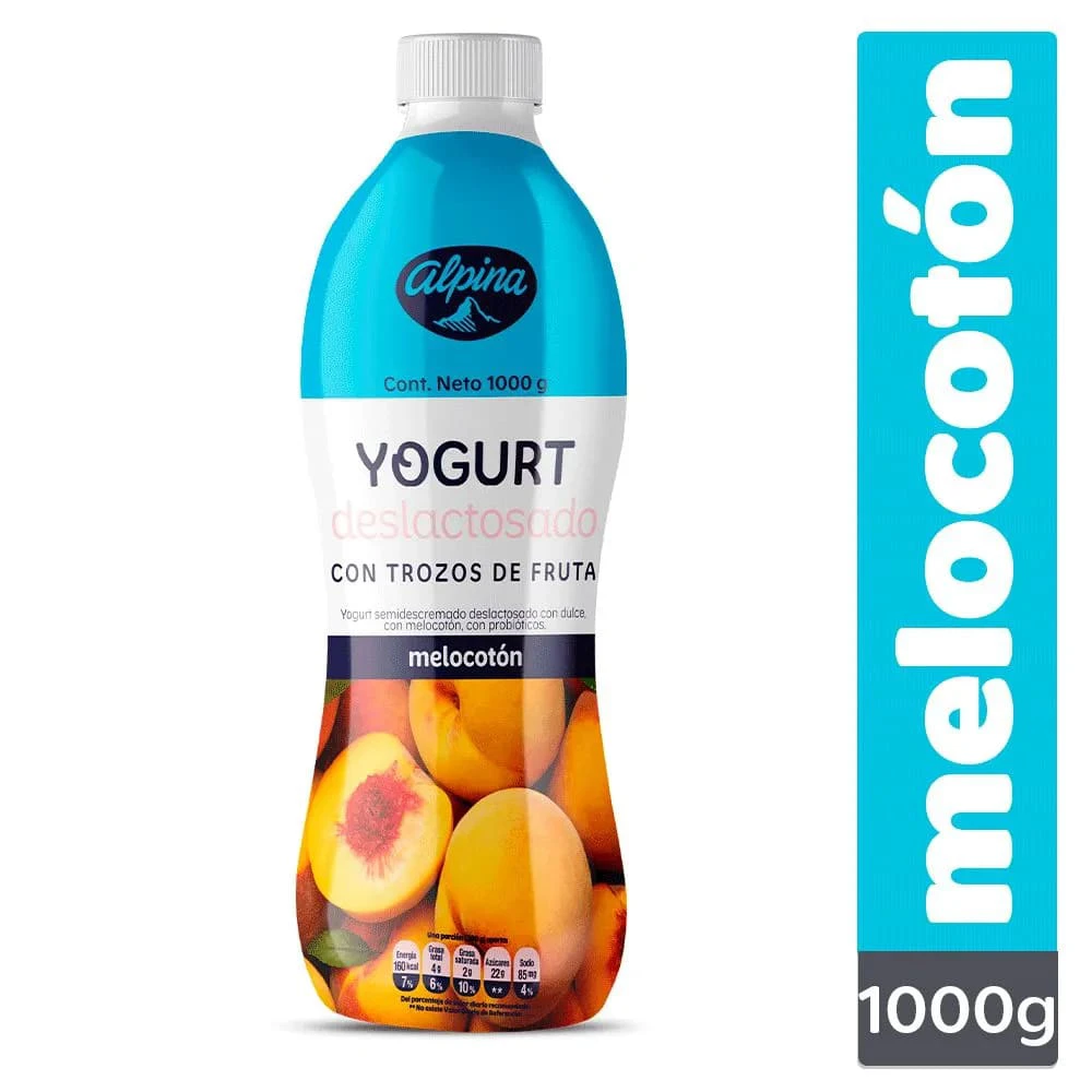 YOGUR ALPINA DESLACTOSADA MELOCOTON BOTELLA 1 LT