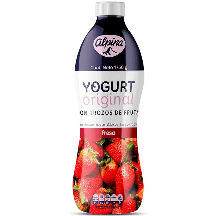 YOGUR ALPINA FRESA BOTELLA X 1000 ML