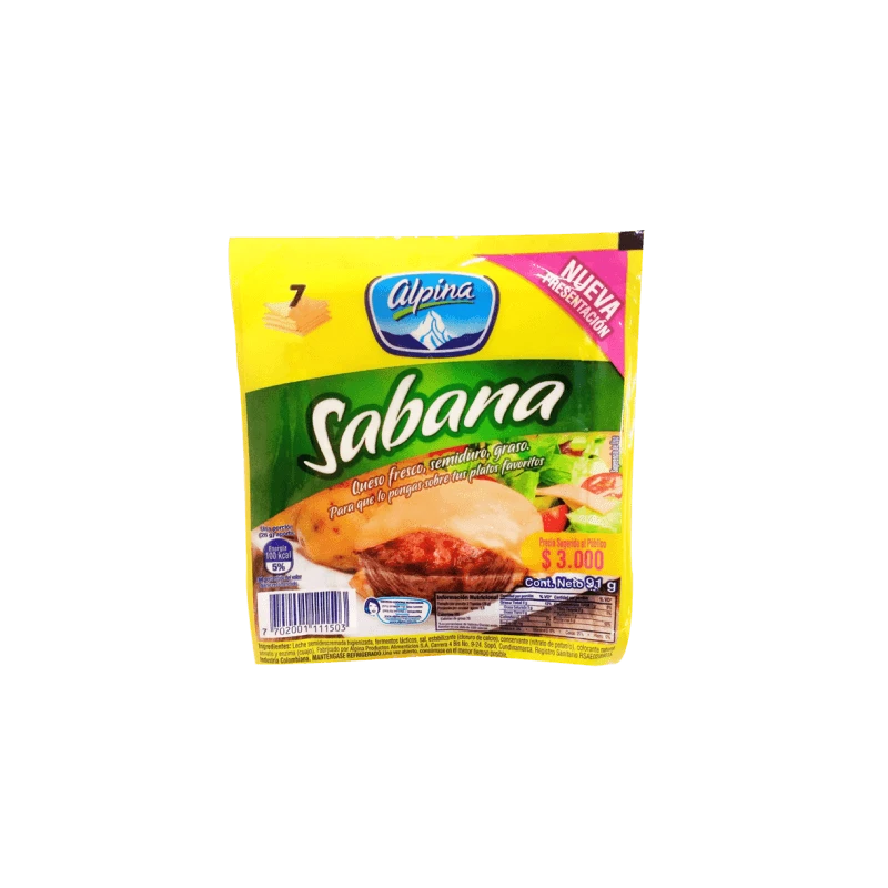 QUESO ALPINA SABANA X 91 GR X 7 UNDS