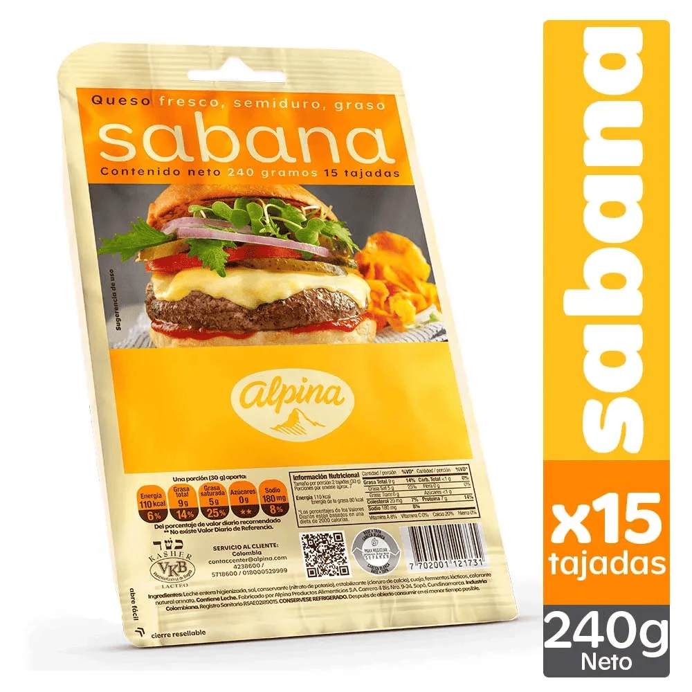 QUESO ALPINA SABANA TAJA X 240 GR