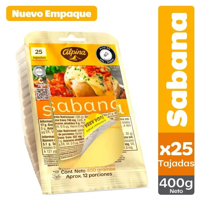 QUESO ALPINA SABANA TAJA X 400 GR