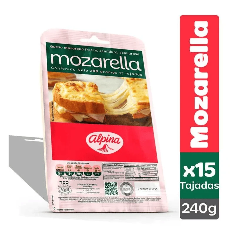 QUESO MOZARELLA ALPINA X 240 GR