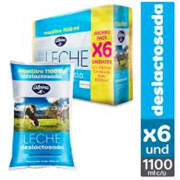 LECHE ALPINA DESLACTOSADA MAXILITRO X 1100 ML X 6 UNDS (SIXPACK)
