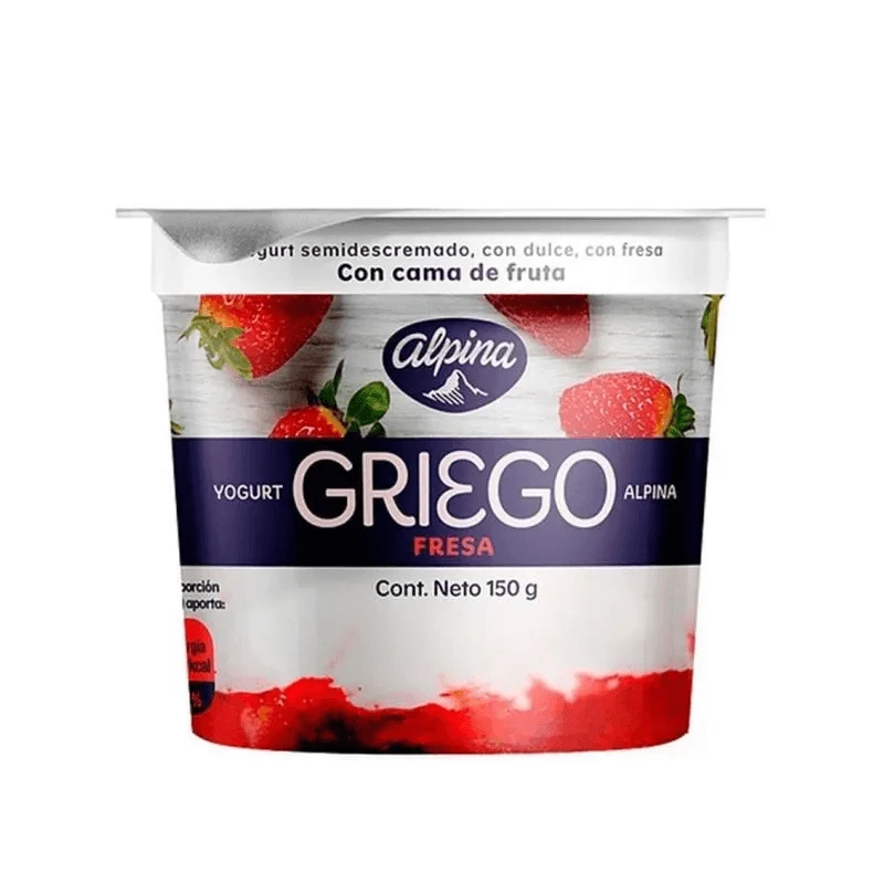 YOGUR ALPINA GRIEGO CAMA DE FRUTA FRESA X 150 GR