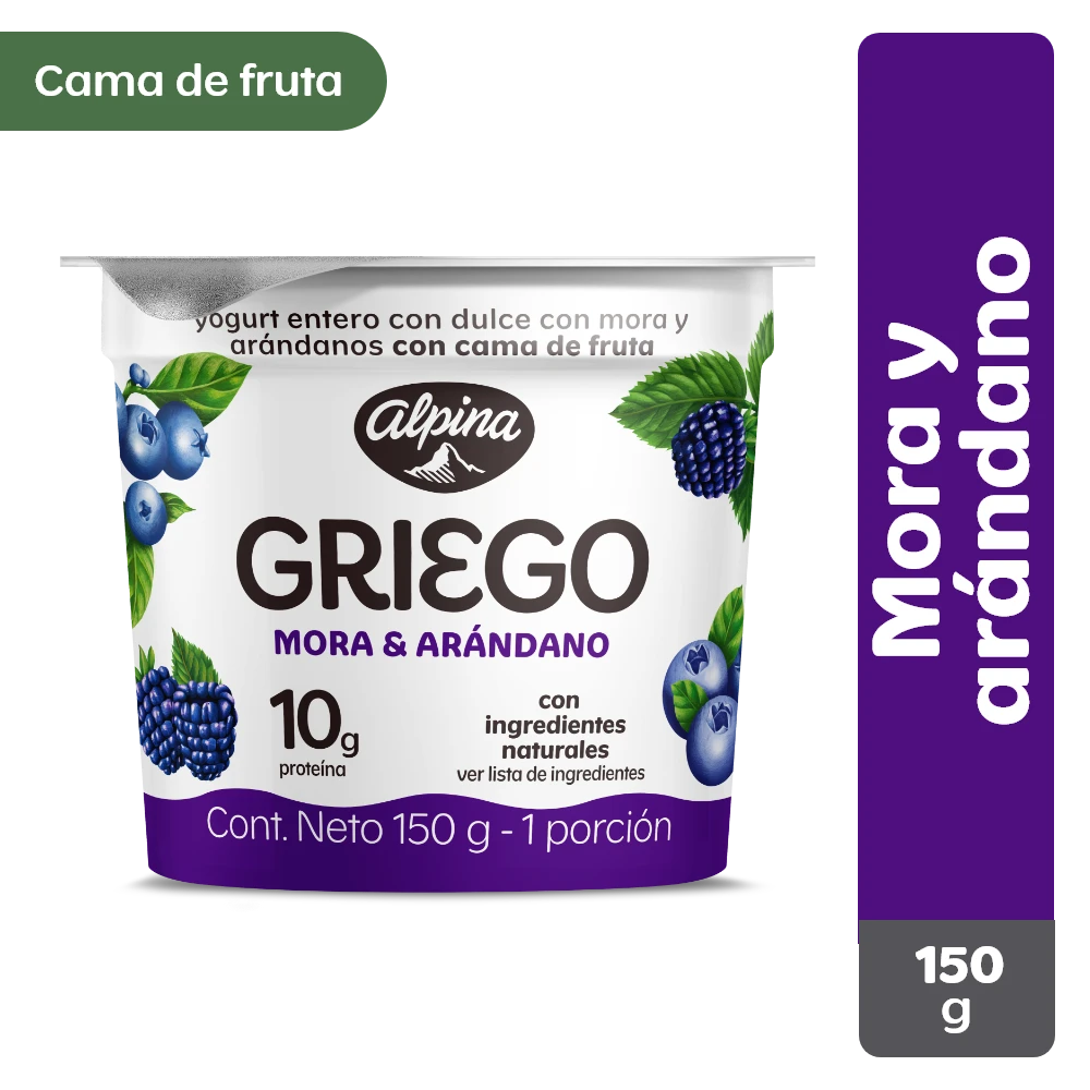 YOGUR ALPINA GRIEGO CAMA DE FRUTA .MO AR X 150 GR