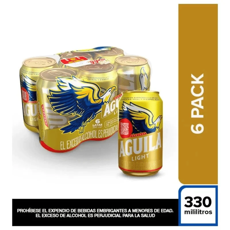 CERVEZA AGUILA LIGHT LATA X 330 ML X 6 UNDS (SIXPACK)