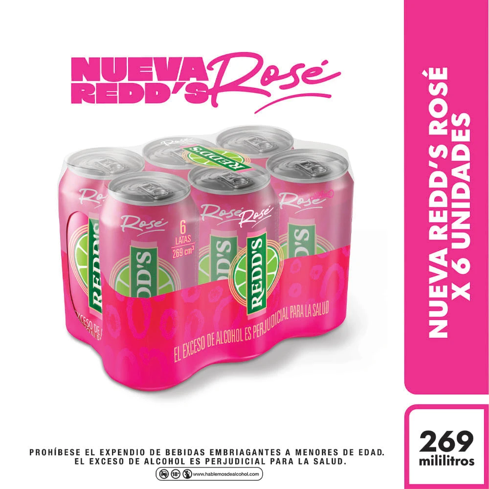 CERVEZA REDDS LATA ROSE X 269 ML X 6 UNDS (SIXPACK)