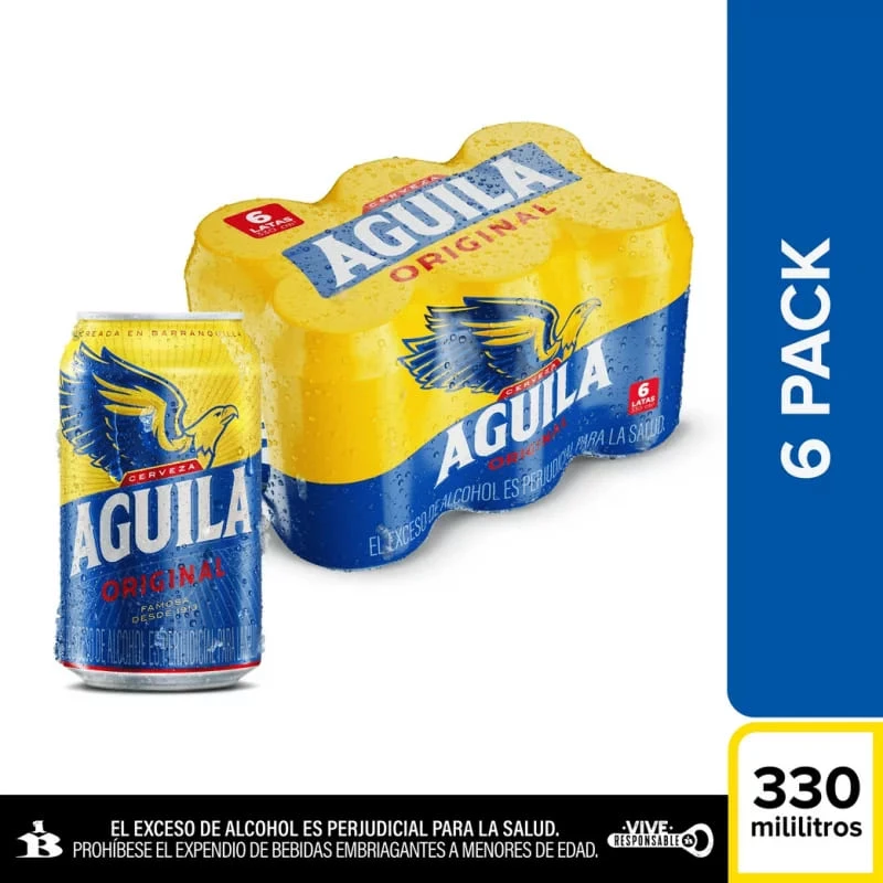 CERVEZA AGUILA ORIGINAL LATA 330 X 6 UNDS (SIXPACK)