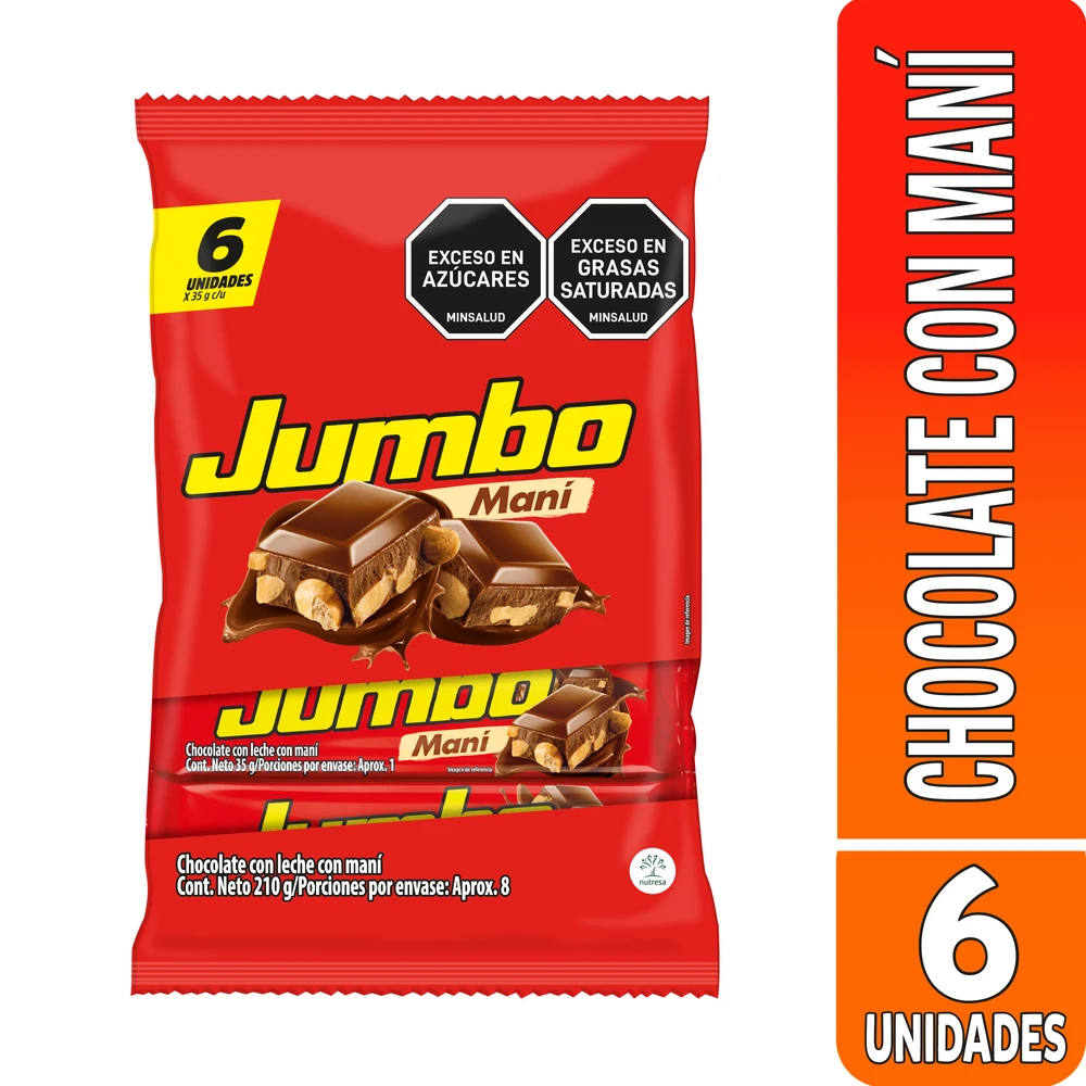 CHOCOLATINA JUMBO MANI 6 UN X 6 UNDS