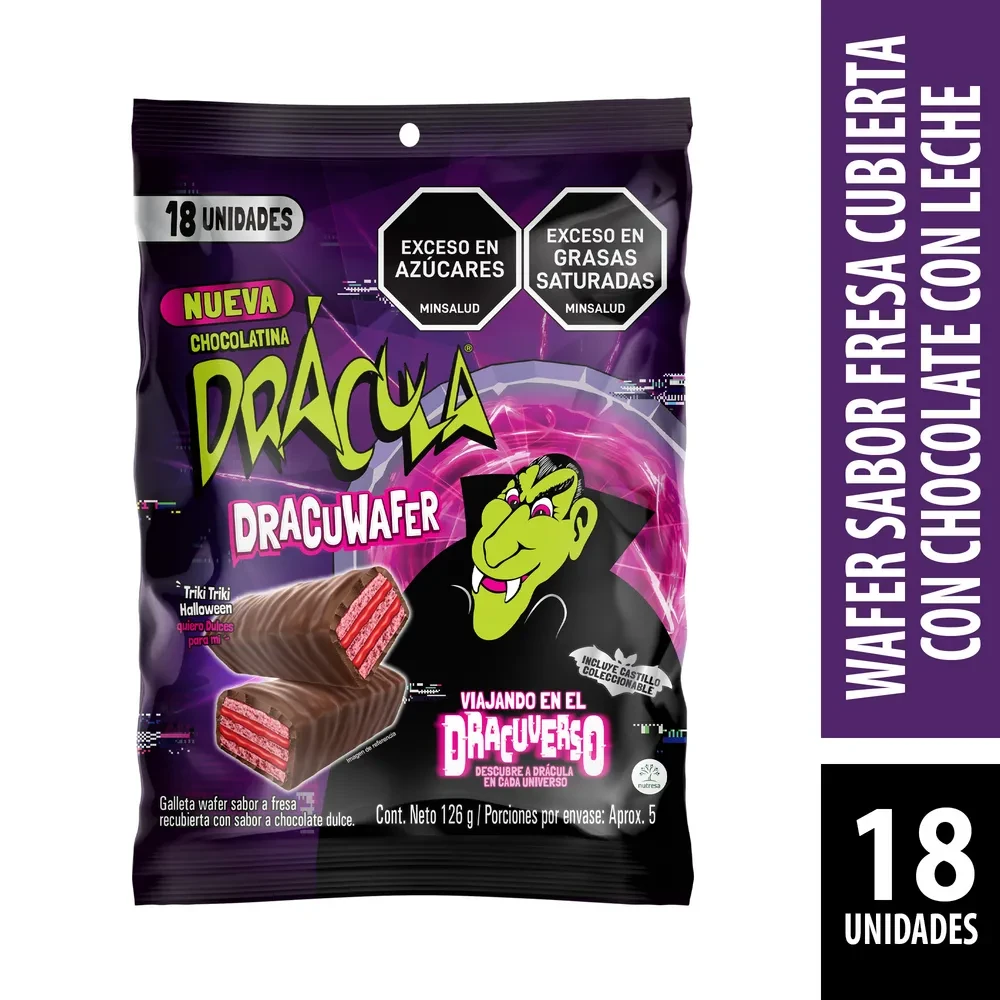 CHOCOLATINA DRACULA WAFER BOLSA X 126 GR