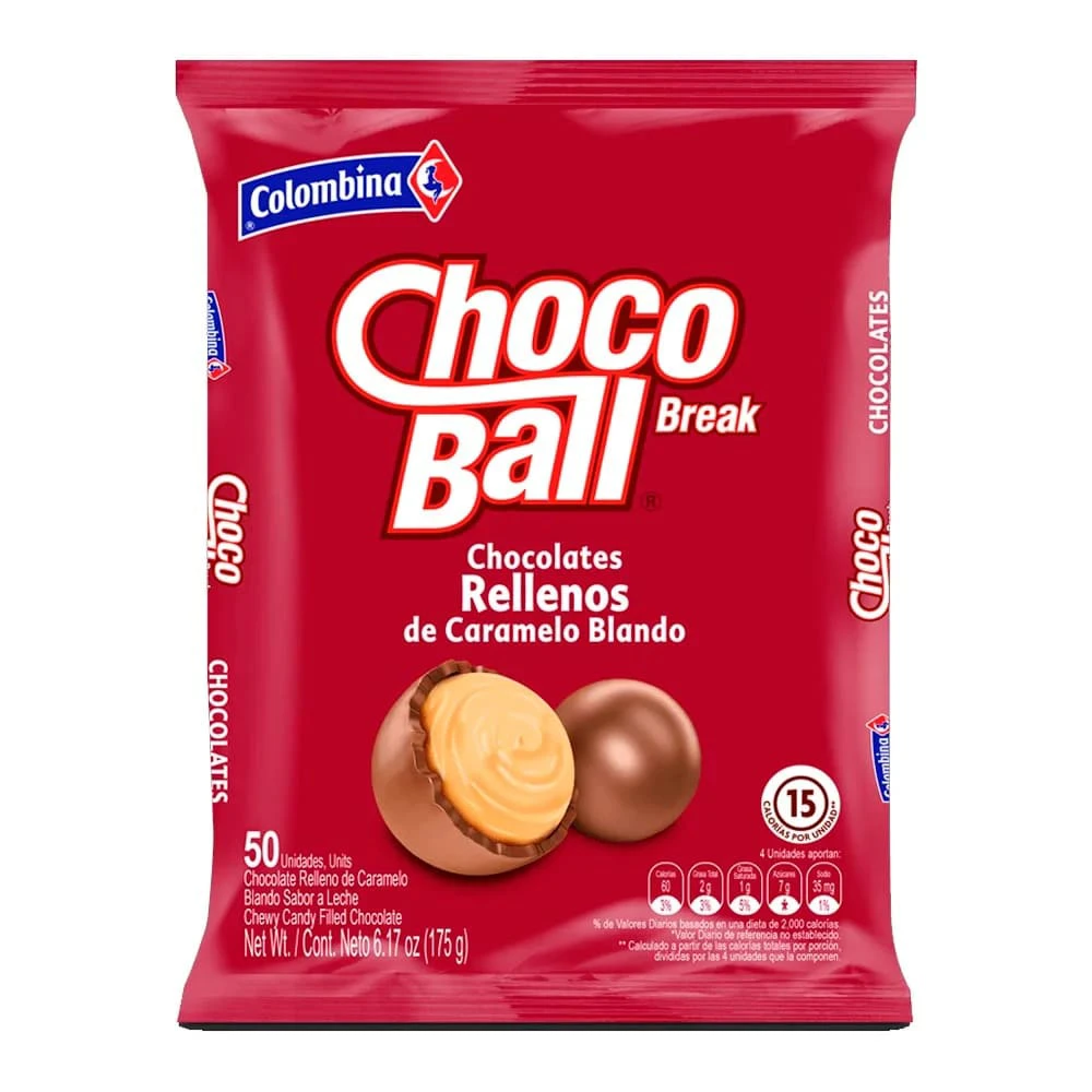 CONFITE CHOCO BALL COLOMBINA 50 UN X 50 UNDS