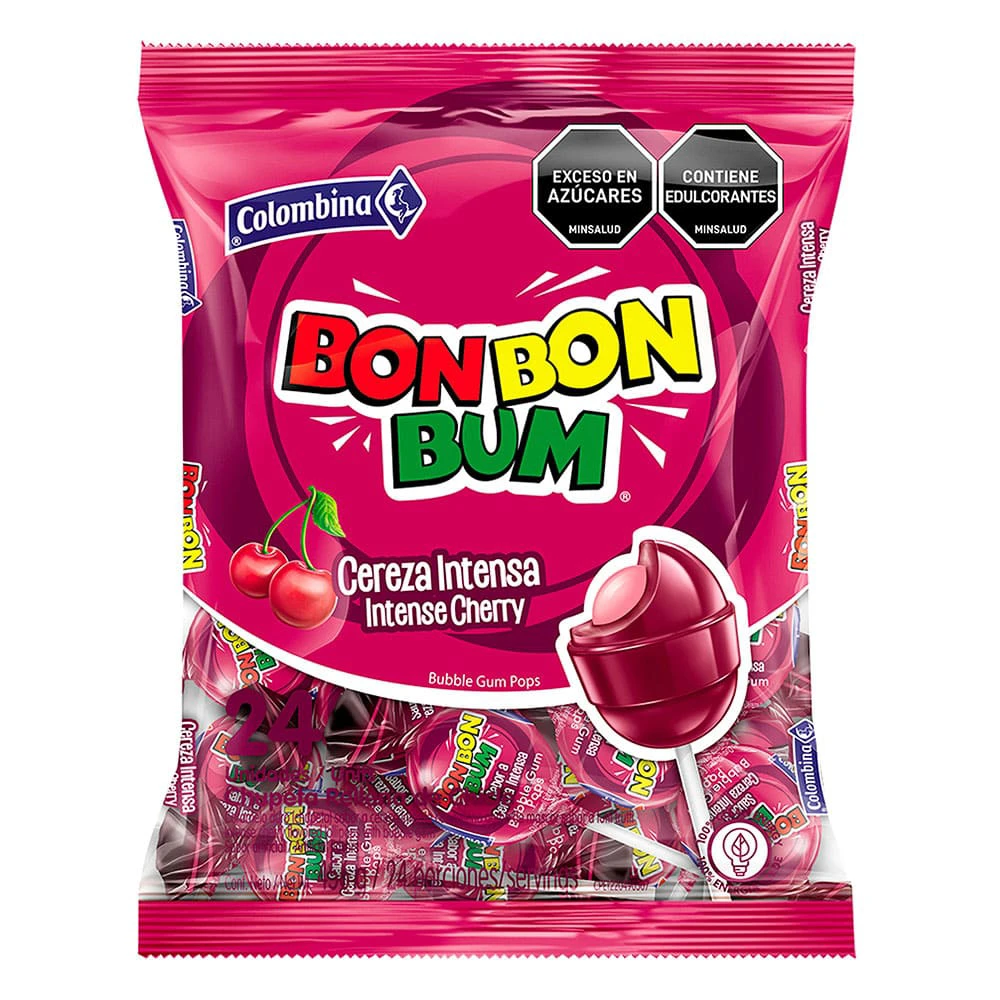 BON BON BUM COLOMBINA CEREZA INTENZA X 24 UNDS