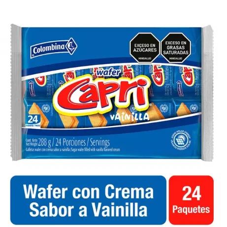 GALLETA WAFER CAPRI 24 PAQ X 288 GR
