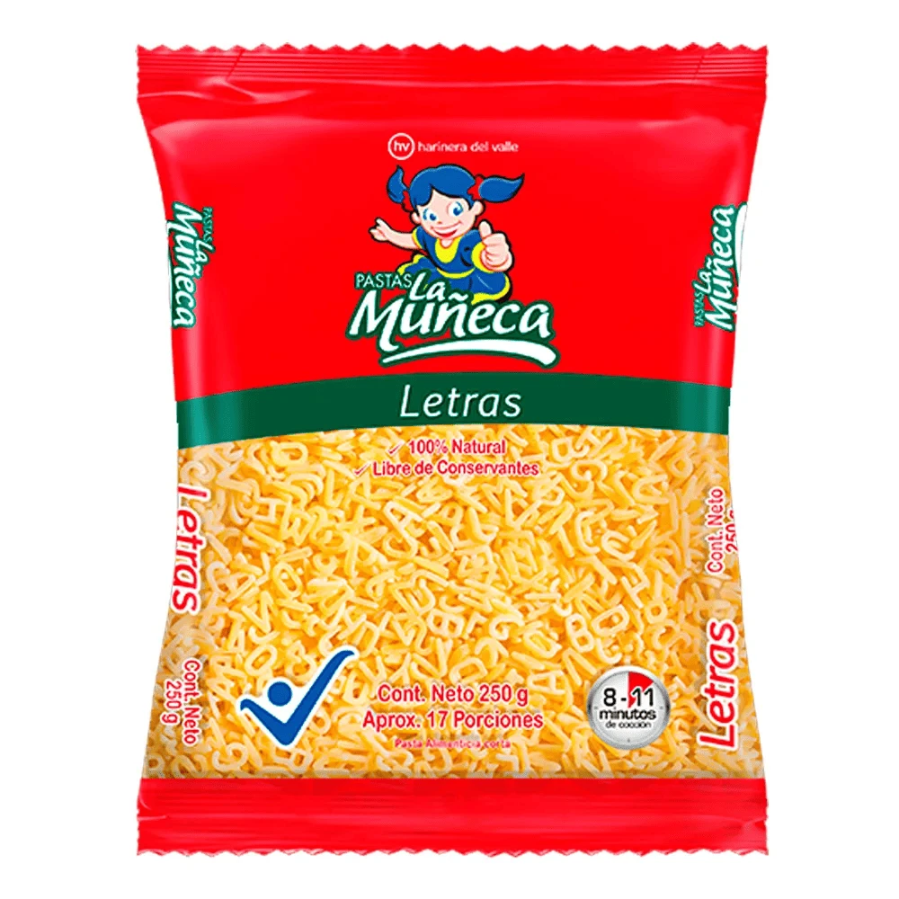 PASTAS LA MUÑECA LETRA X 250 GR