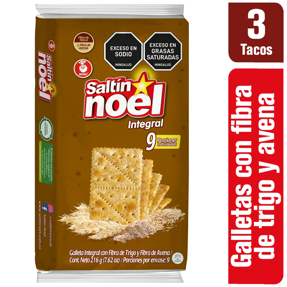 GALLETA SALTIN INTEGRAL X 216 GR X 9 UNDS