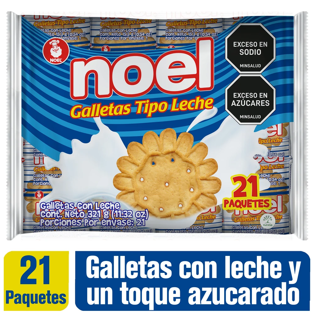 GALLETA NOEL TIPO LECHE 21 PQT 321 GR X 321 GR