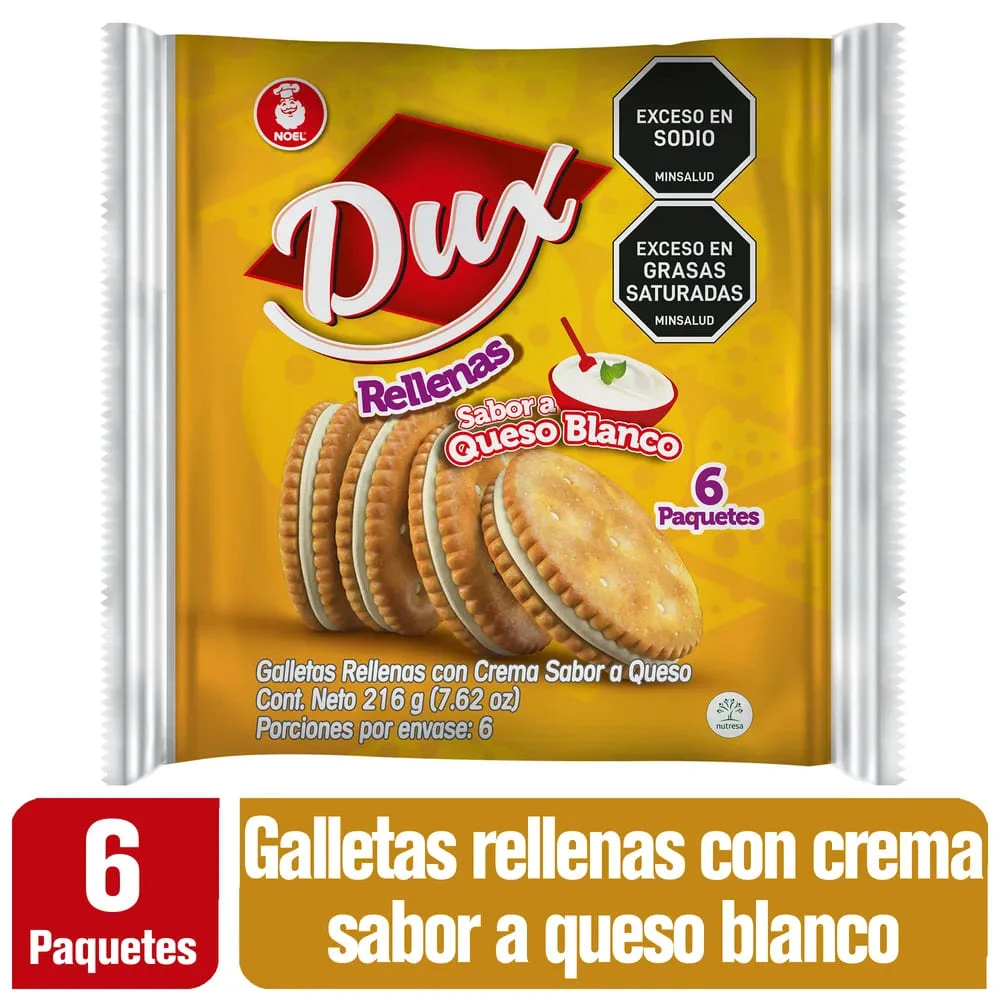 GALLETA DUX RELLENAD DE QUESO X 36 GR X 6 UNDS
