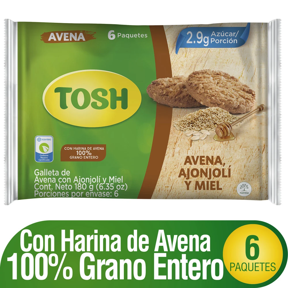 GALLETA TOSH AVENA/AJON X 6 UNDS