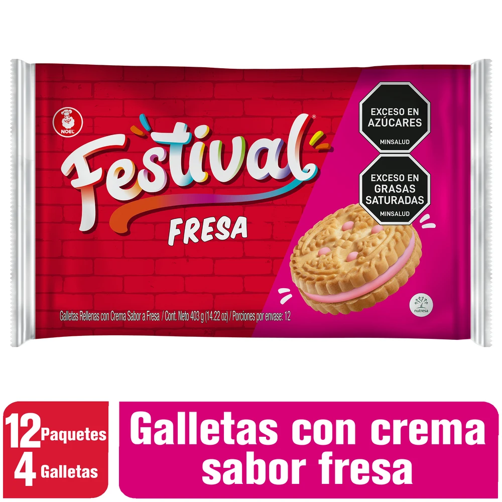 GALLETA FESTIVAL FRESA X 403 GR X 12 UNDS