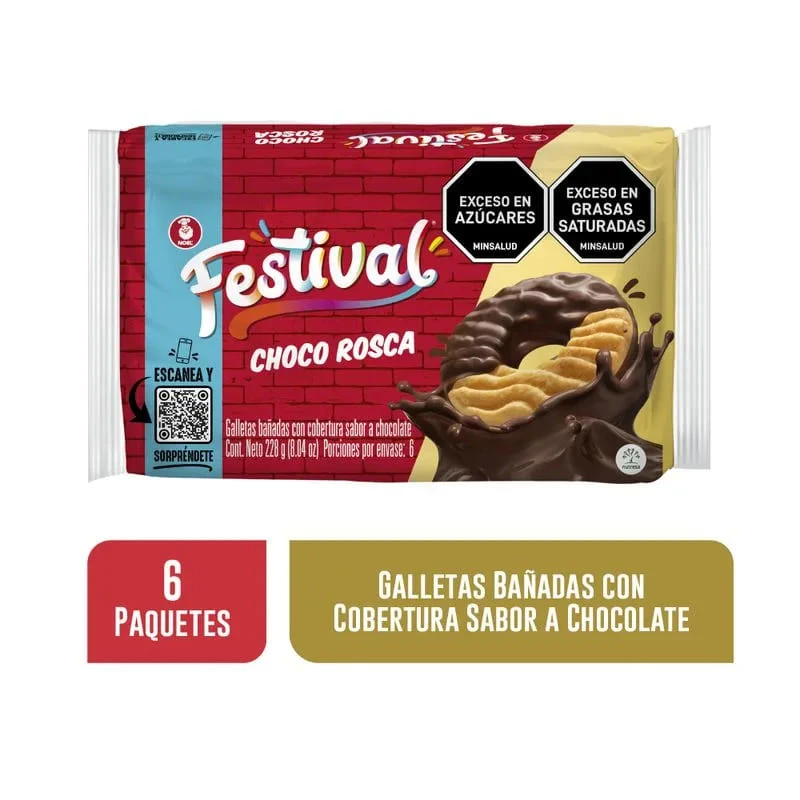 GALLETA FESTIVAL CHOCO ROSCA 6 X 218 GR
