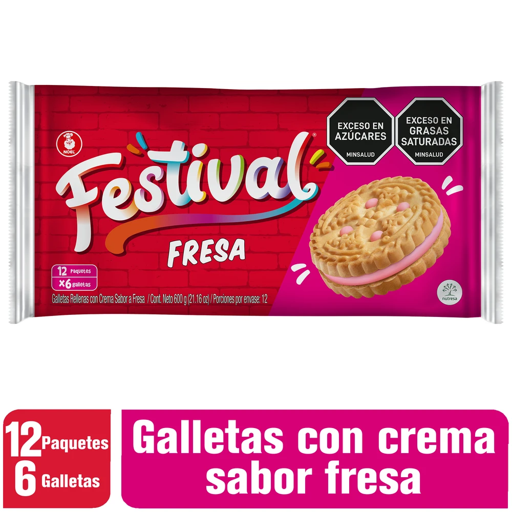 GALLETA FESTIVAL FRESA X 600 GR X 12 UNDS