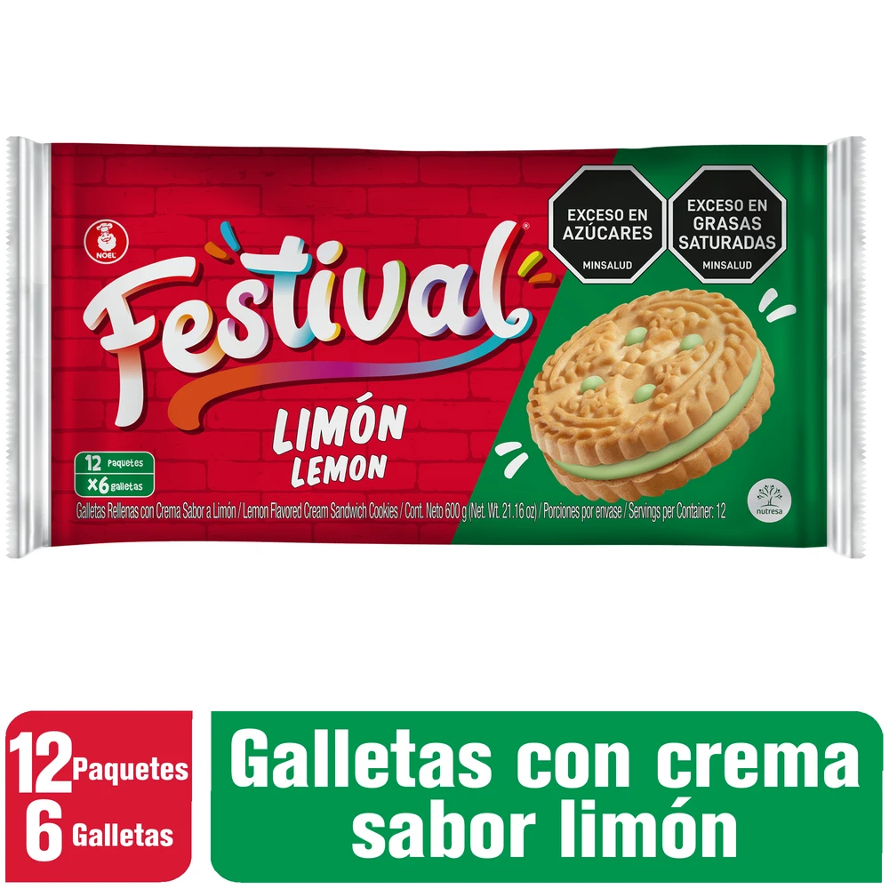 GALLETA FESTIVAL LIMON X 600 GR X 12 UNDS