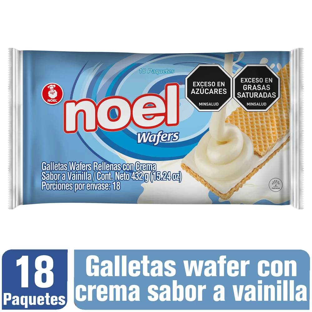 GALLETA NOEL WAFER VAINILLA X 432 GR X 18 UNDS