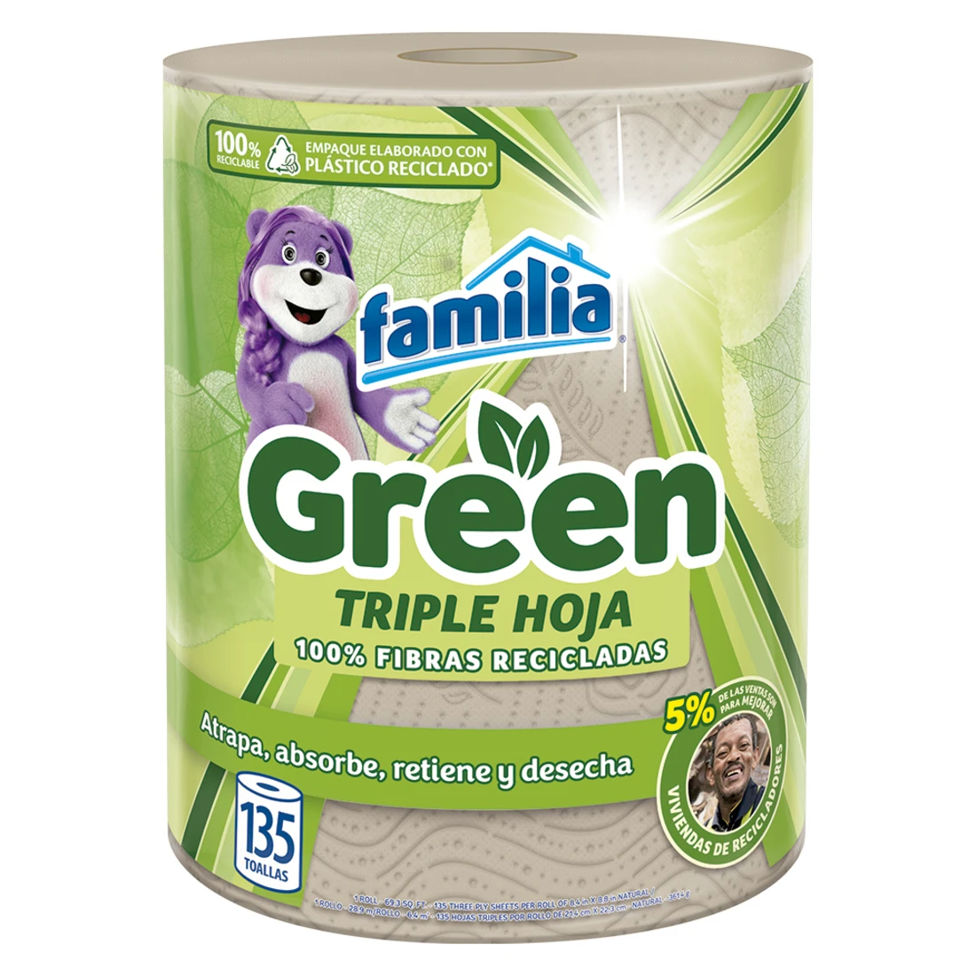 TOALLA FAMILIA GREEN TRIPLE 135H X 1 UNDS