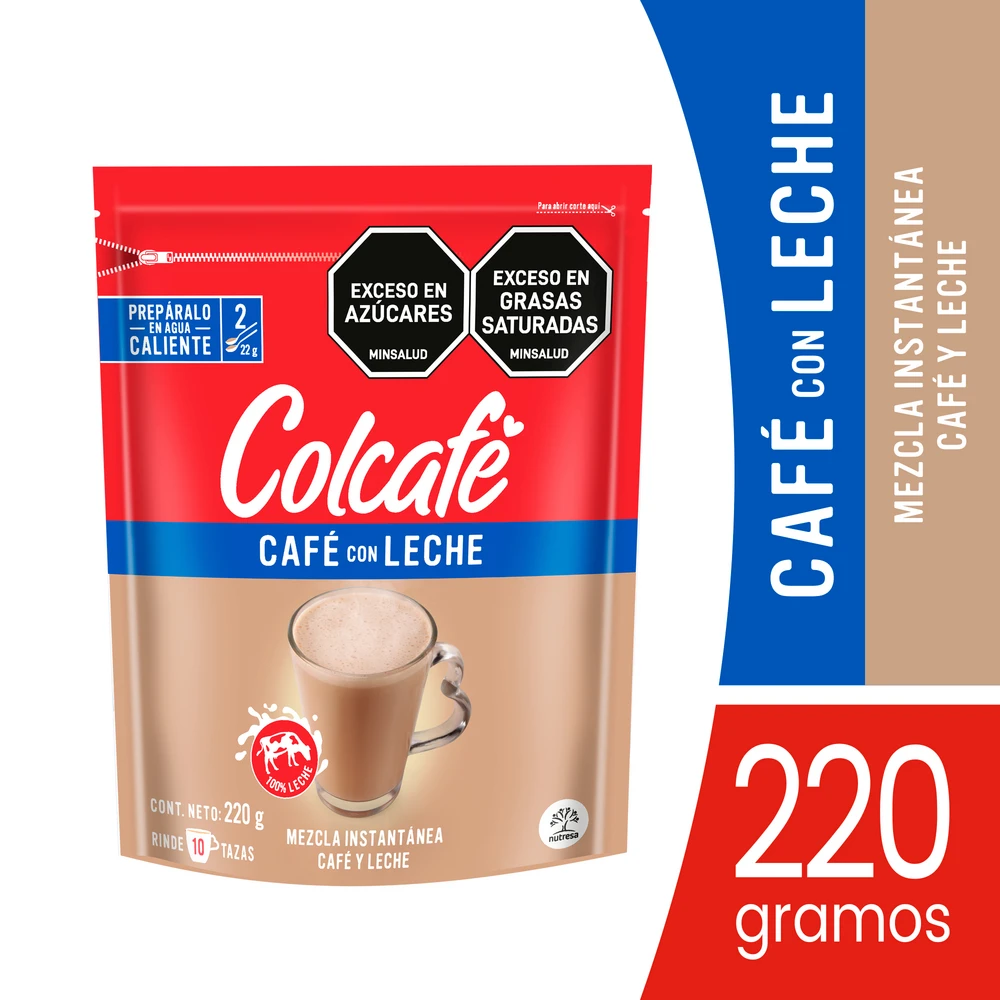 CAFE COLCAFE CON LECHE DOY PACK X 220 GR