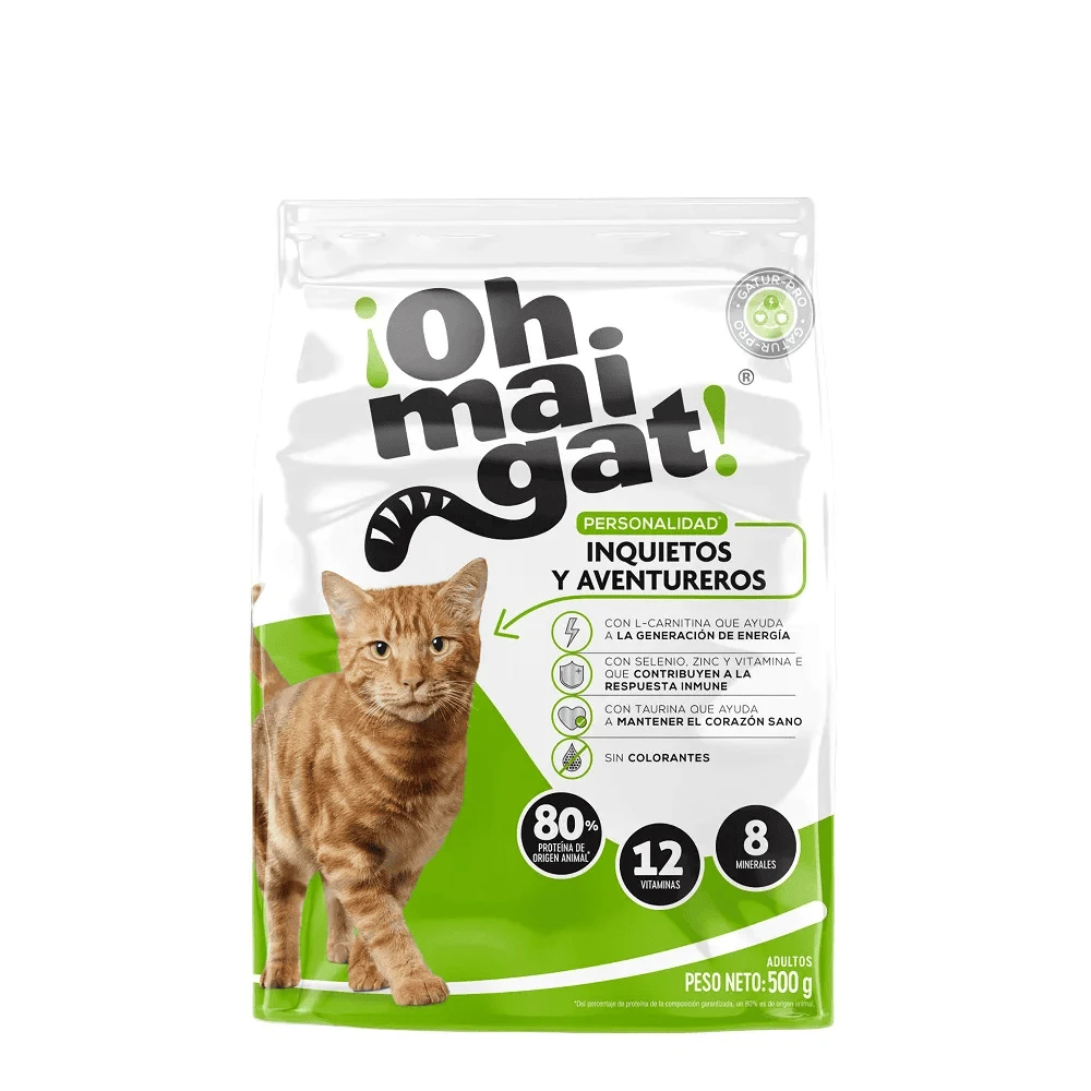 CUIDO OH MAI GAT INQUIETOS Y AVENTUREROS X 500 GR (VERDE)