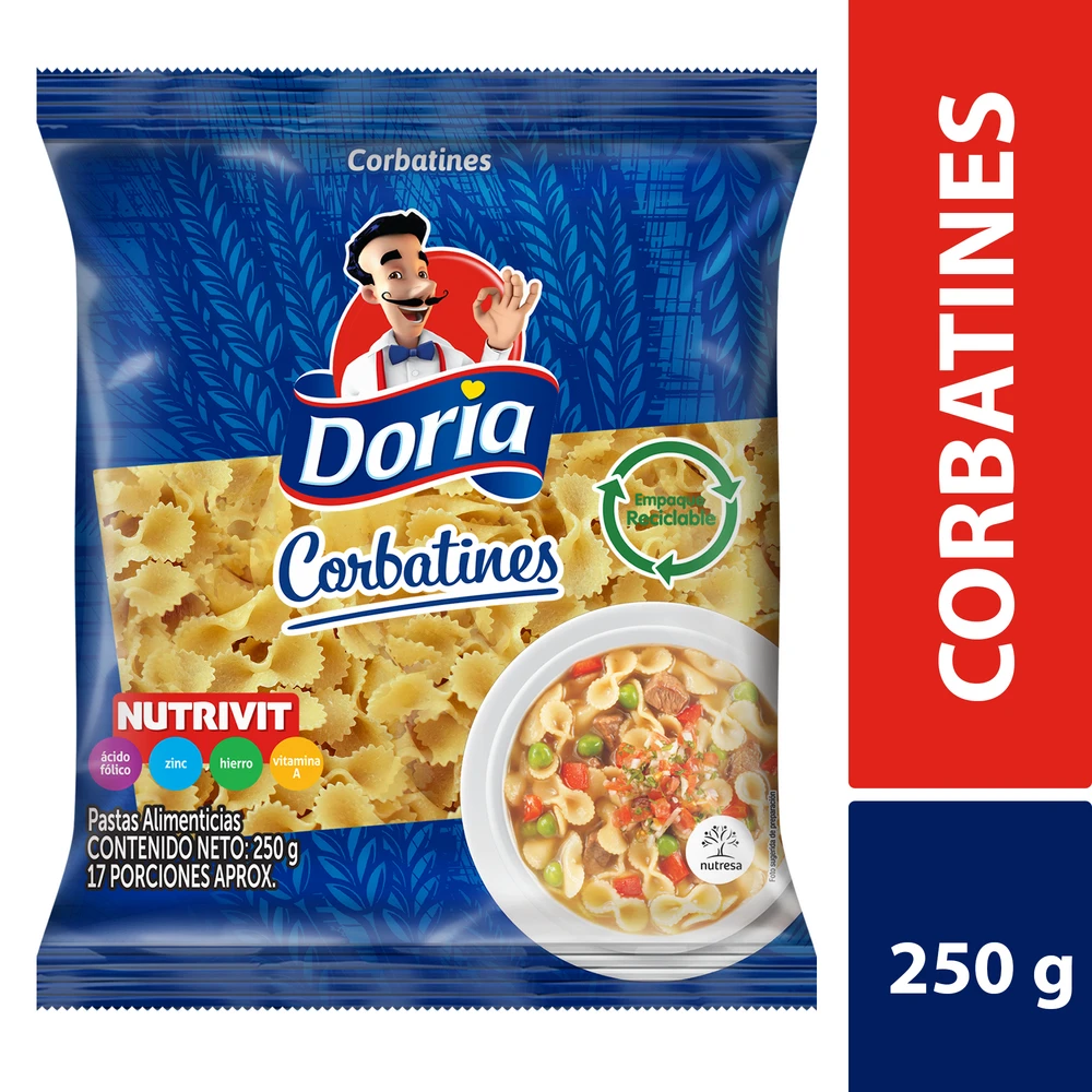 PASTAS DORIA CORBATINES X 250 GR