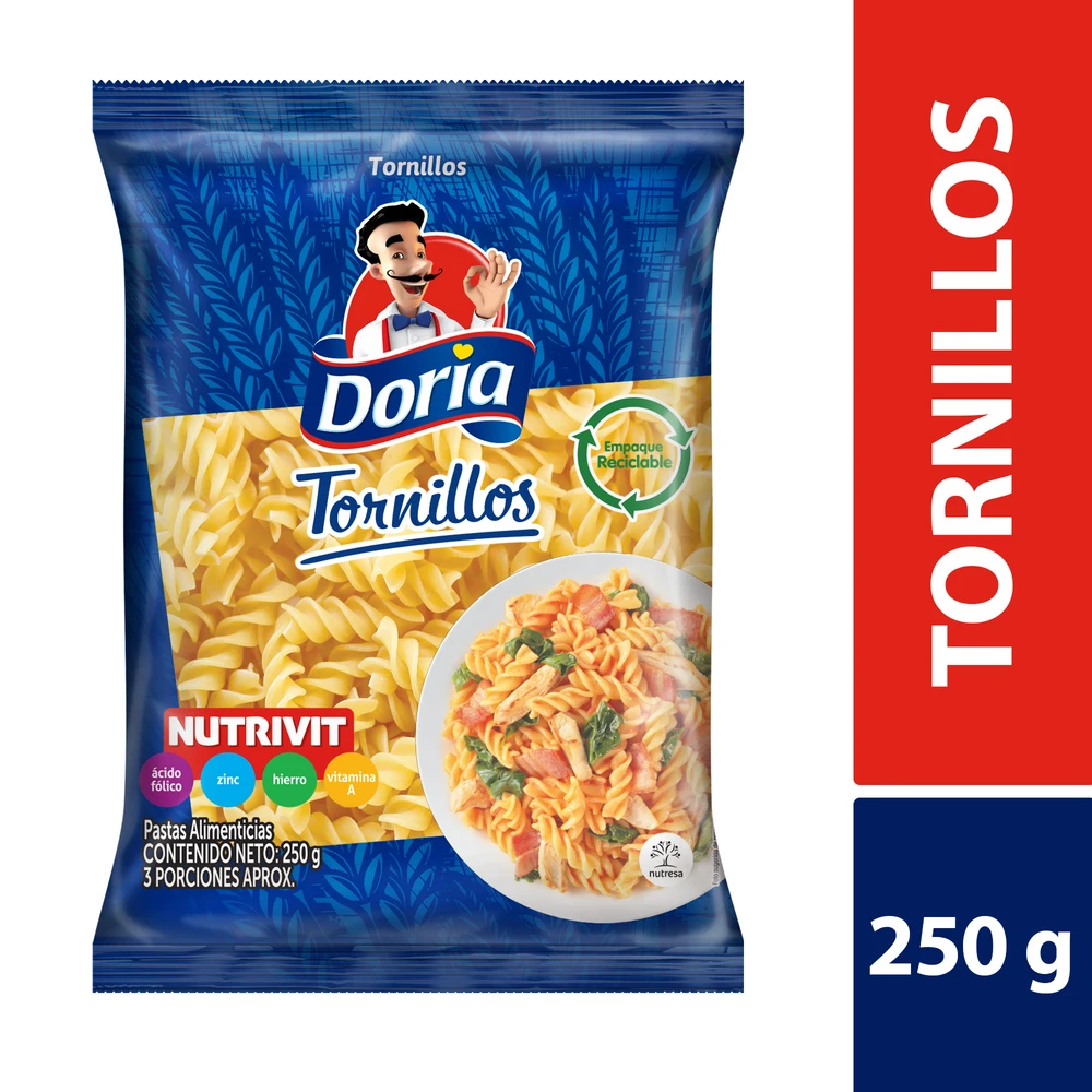 PASTAS DORIA TORNILLO X 250 GR