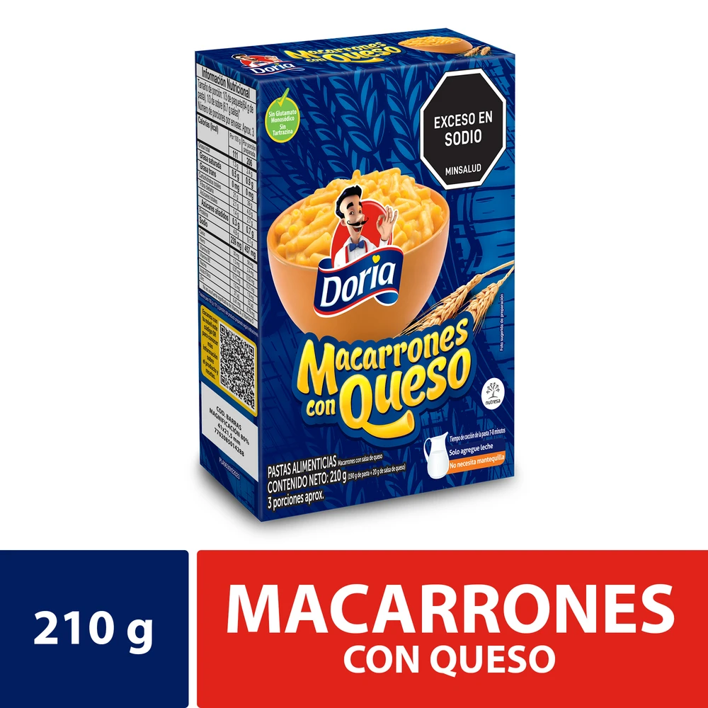 DORIA MACARRON CON QUESO X 210 GR