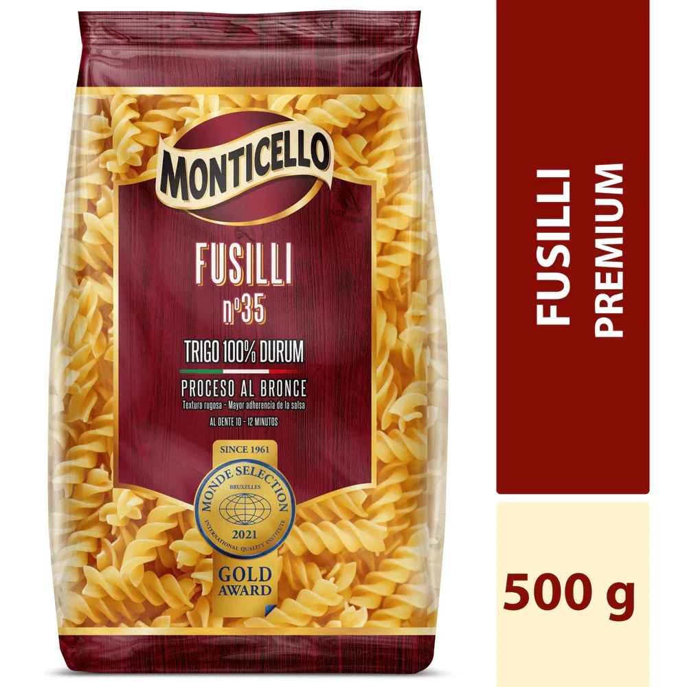 PASTAS MONTI FUSILLI X 500 GR