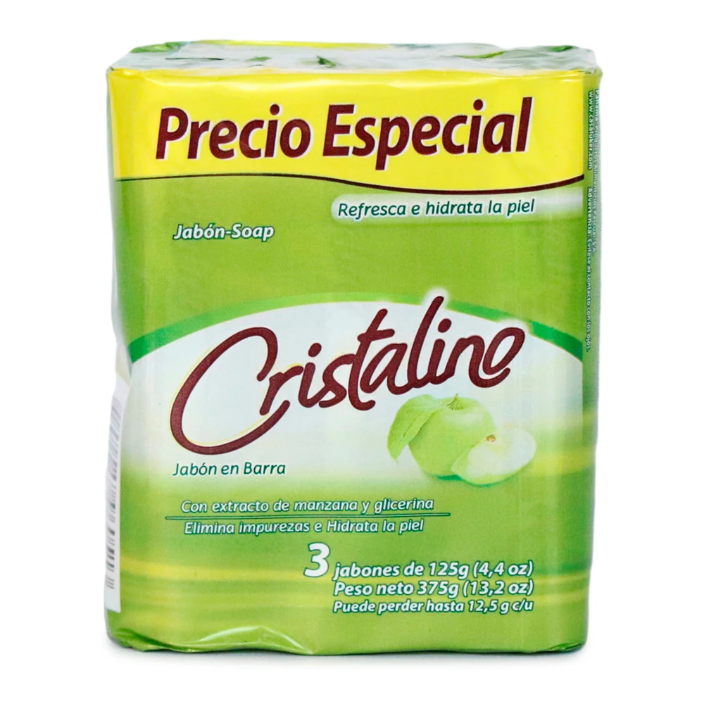 JABON BAÑO CRISTALINO MANZA X 125 GR X 3 UNDS