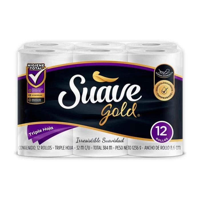 PAPEL HIGIENICO SUAVE GOLD X 12 UNDS